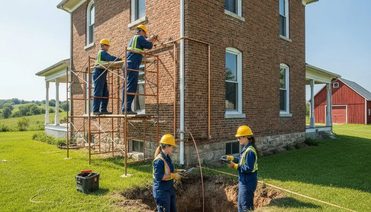 Plumber repairing pipe in Des Moines, IA for local plumbing service