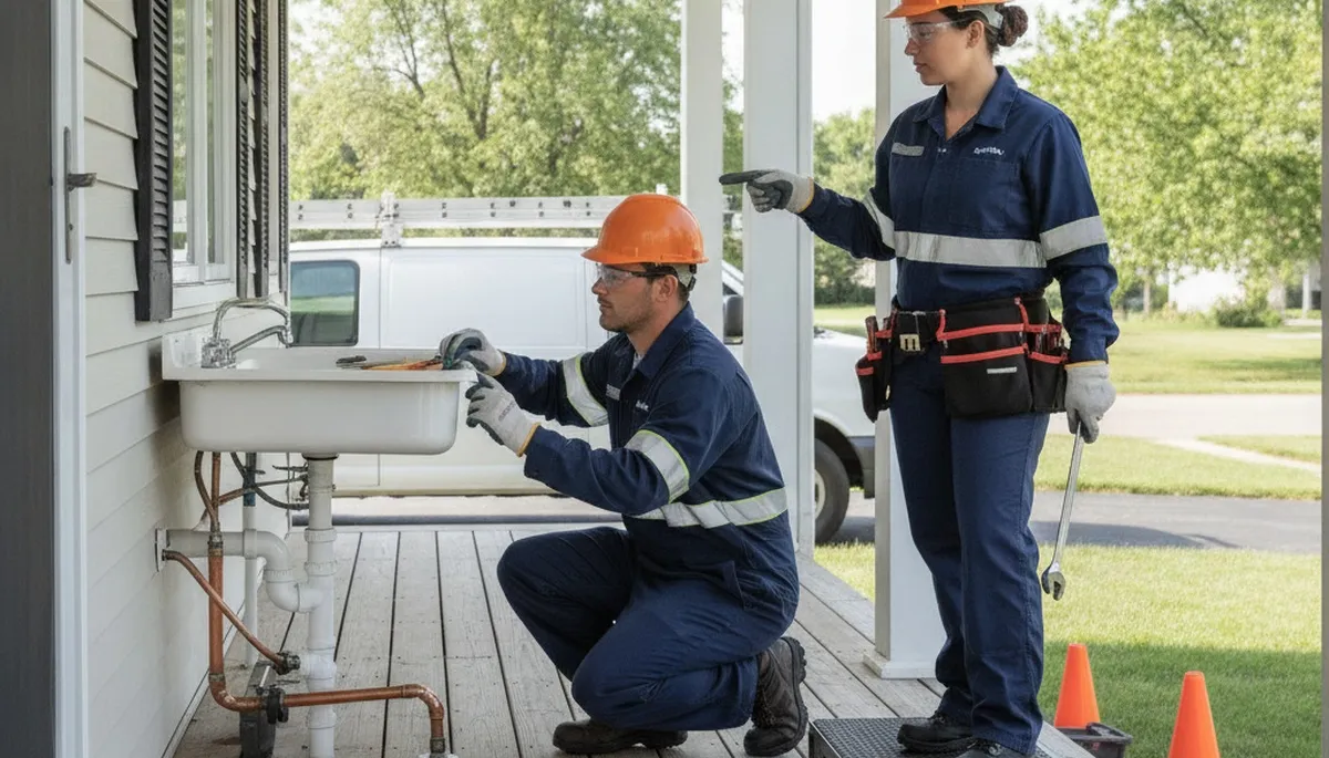Des Moines, IA plumber repairing a leaky pipe for residential plumbing service