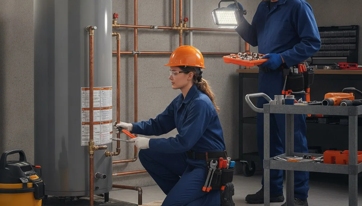 Des Moines, IA plumber repairing a home pipe for fast plumbing repair service